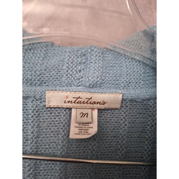 Intuitions Mohair Mermaid Aquamarine Tie Front Y2K Cardigan Women's M Soft Boho - Picture 8 of 9